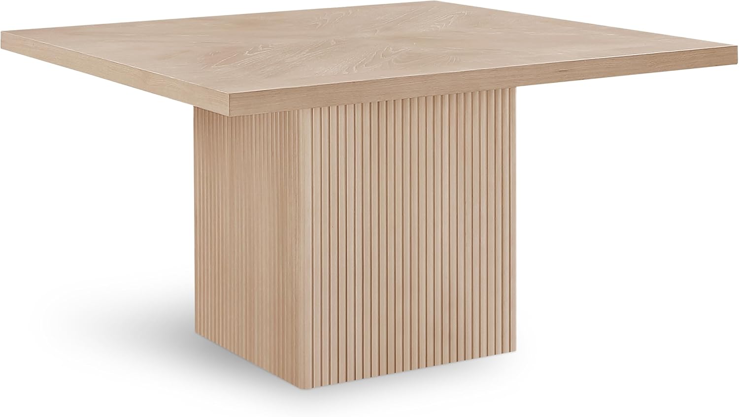 Meridian Furniture 729Oak-T Belinda Collection Mid-Century Modern Dining Table, Solid Wood Base, Natural Finish Oak Wood Veneer MDF Top, Square Top, Fluted Base, 54" W x 54" D x 31" H, Oak