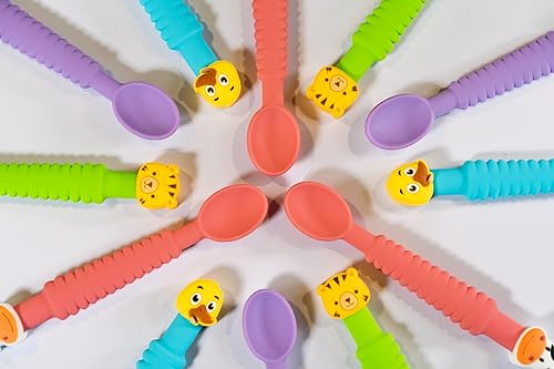 Miniatura 8 de Cuchara de silicona 3 en 1 para bebé de alimentación autónoma durante más de 6 meses, cuchara mordedor pediátrica diseñada por OT, utensilios para