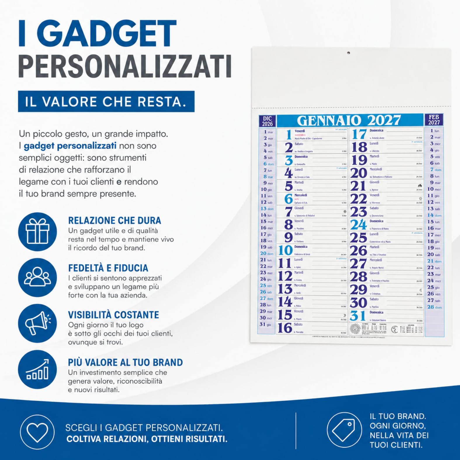 Calendari Personalizzati 2027 in Stock da 100 Pezzi Olandesi Grandi da Muro Notes sul Retro per Gadget Pubblicitari di Fine Anno e come Omaggio per i Clienti o Regali Aziendali | PA650