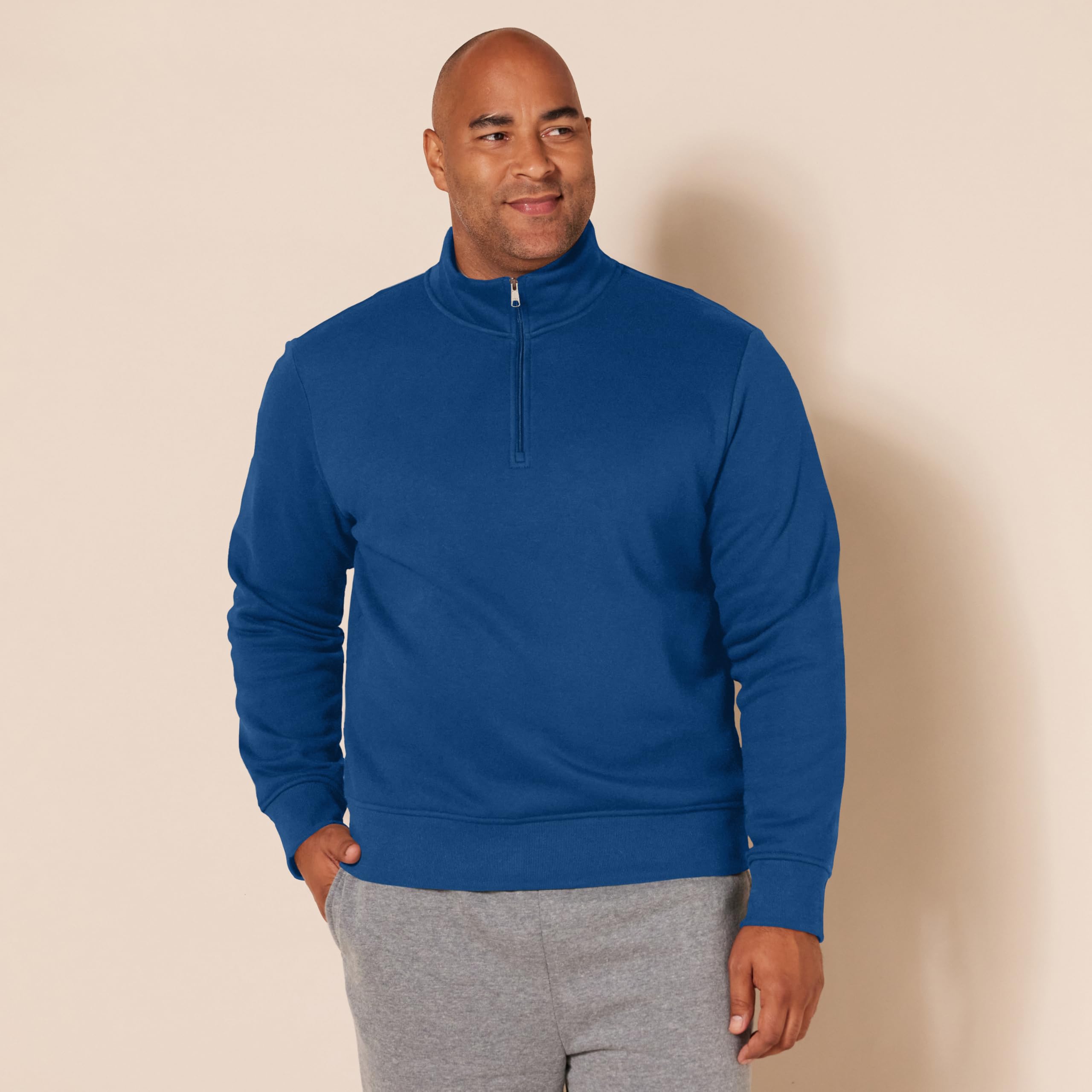 Amazon Essentials Sudadera de Manga Larga con Forro Polar y Cierre de un Cuarto Hombre