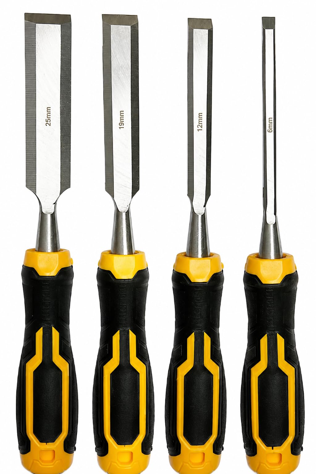 Premium 4-Piece Wood Chisel Set for Woodworking & Carpentry | Sharp Bevel Edge Carving Chisels (6mm, 12mm, 19mm, 25mm) | Durable Ergonomic Handles for Carpenters, DIY & Wood Craft (SET OF 4)-image-14