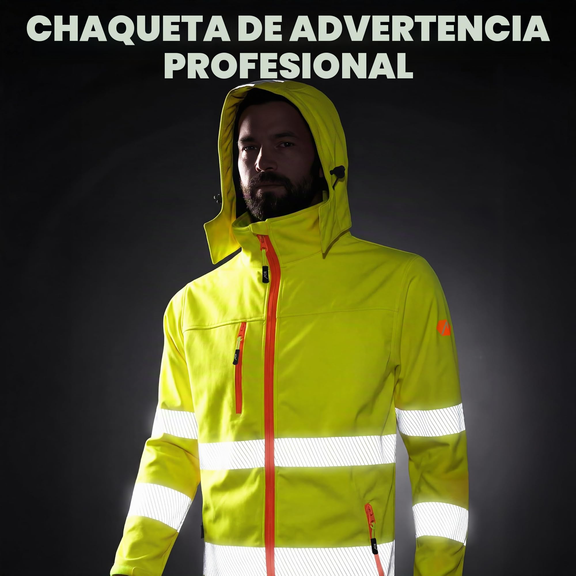 ACE Neon Lite Chaqueta de alta visibilidad - chaqueta softshell de advertencia incl. reflectores y capucha desmontable - EN ISO 20471