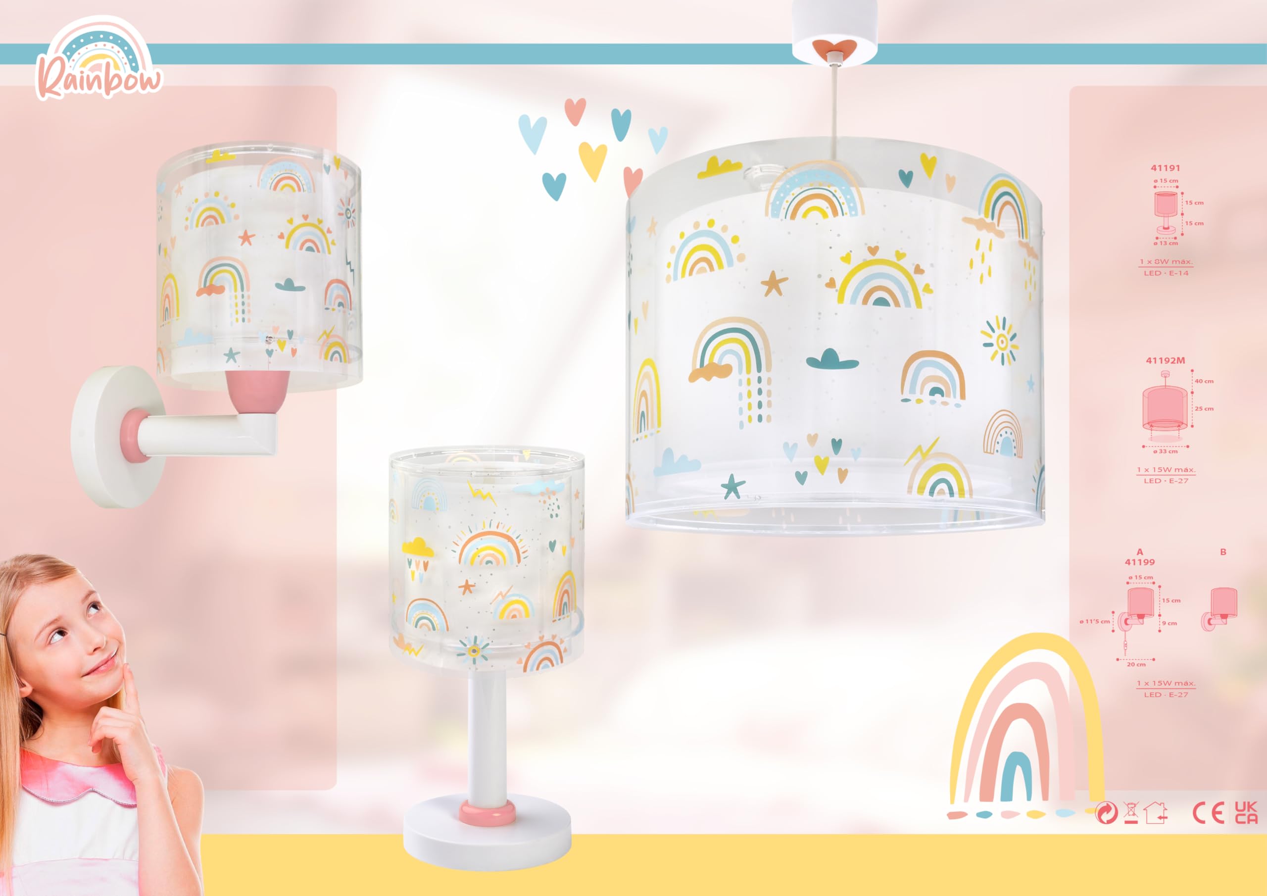 Dalber Kinder Pendelleuchte Rainbow Regenbogen 41192M | Hängelampe; Deckenleuchte; Kinderzimmer; E27 - 1 x 15W