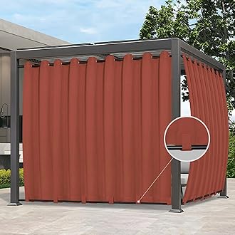 Easy-Going Outdoor Curtains Waterproof Windproof Weatherproof Curtain for Patio, Cabana, Porch, Pergola and Gazebo, Grommet Top and Tab Bottom Drape, 1panel, 150x96 inch, Terra Red