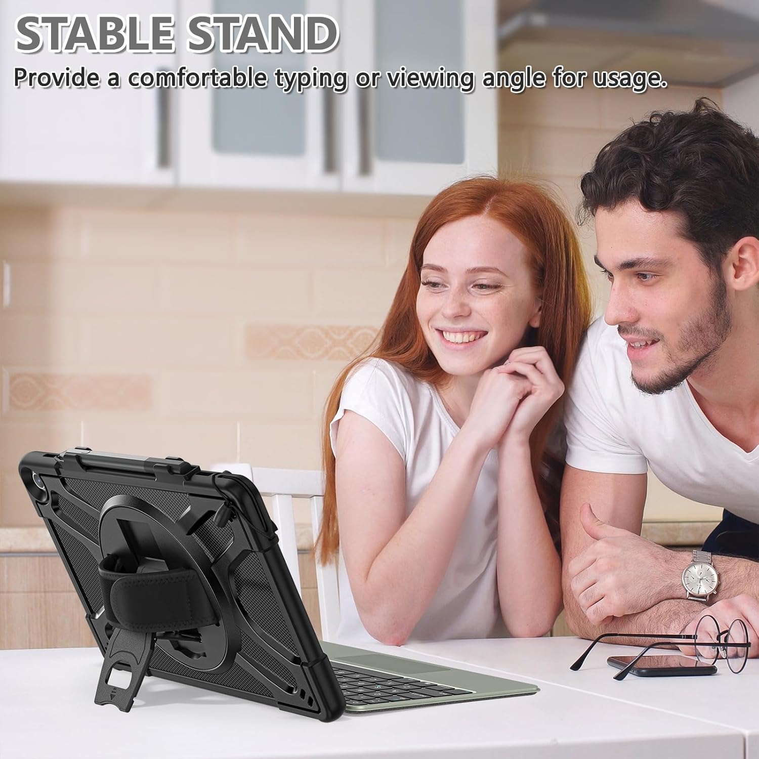 Rugged Case for Amazon Kindle Fire Max 11 13th Gen 2023, Wrist Case with 360° Rotate Stand & Hand Strap,Shoulder Strap,Heavy Duty Full-Body Shockproof Protective Cover