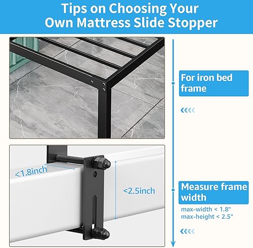 Miniatura 4 de YUOROS - Tapón deslizante para colchón, agarre de colchón antideslizante para marco de cama de metal, barra de retención para evitar que el