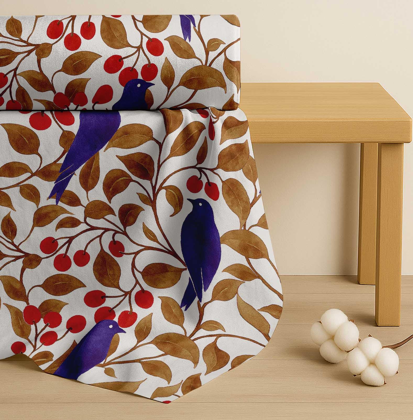 Soimoi Tela de batista de algodón - Estampado de pájaros - Marrón - 142 cm de ancho, suave y ligera, 5 metros de largo, para kurtas, vestidos, ropa de bebé, forros, acolchados y bases de bordado.