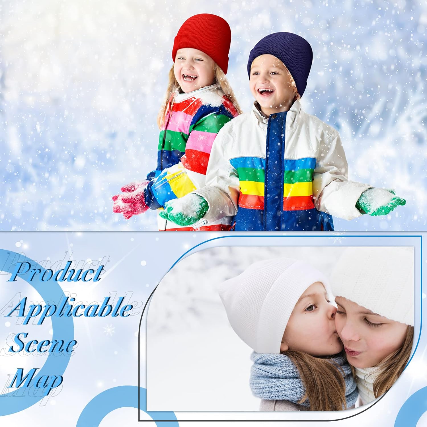 Handepo 50 Pcs Kids Knit Beanie Hat Bulk Windproof Unisex Cozy Children Warm Acrylic Cap for Winter Cold Weather - Image 3