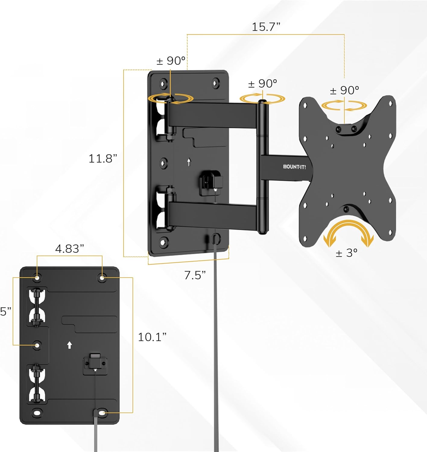 Mount-It! Lockable RV TV Mount 23-43 Inch, Full Motion RV TV Wall Mount for Camper & Travel Trailer, Quick Release Locking Arm RV TV Bracket, VESA 75x75-200x200, 77 lb