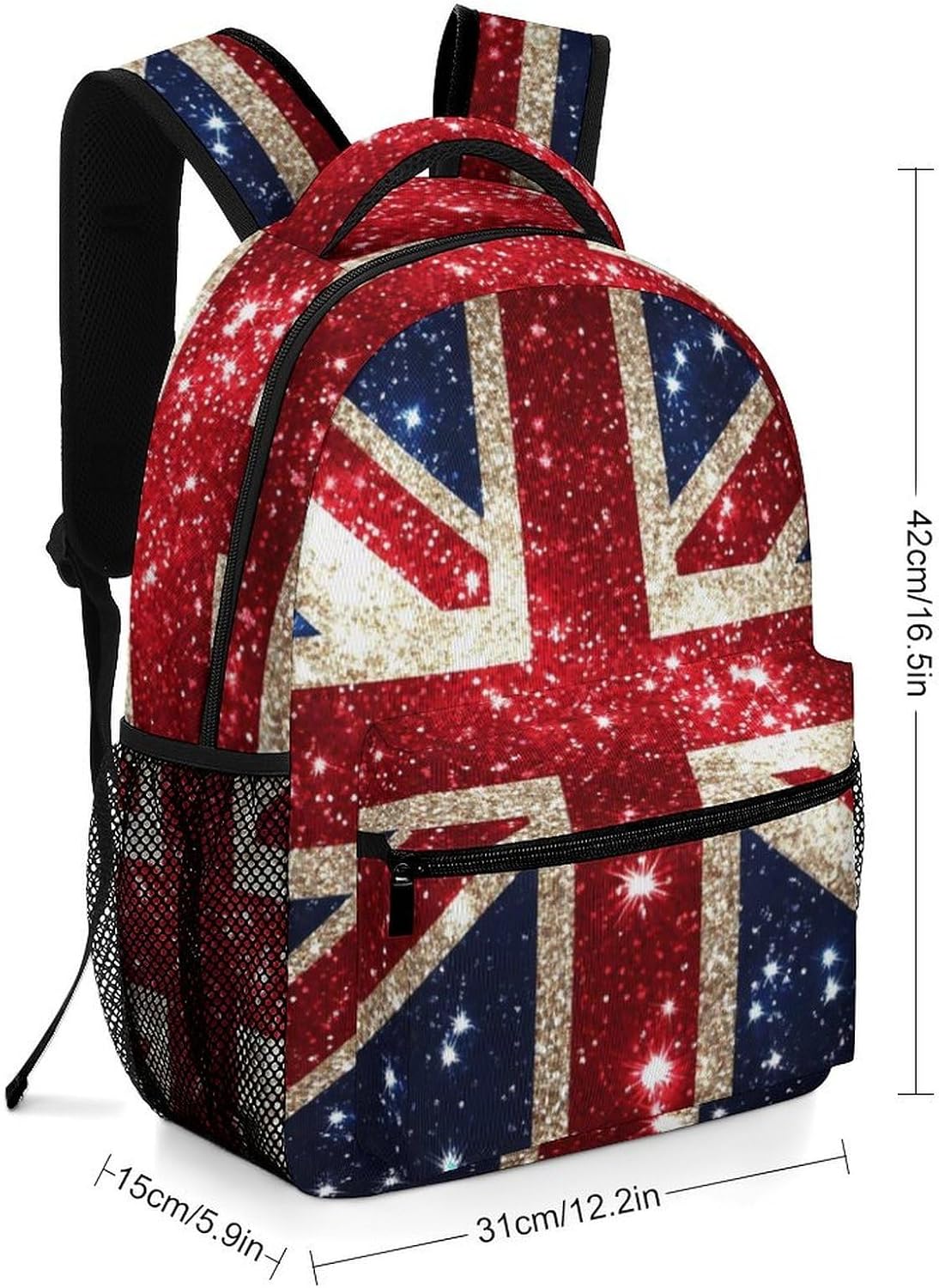 England Shining UK Flag Print Laptop Backpack Lightweight Travel Daypack Shoulder Bag for Men Women
