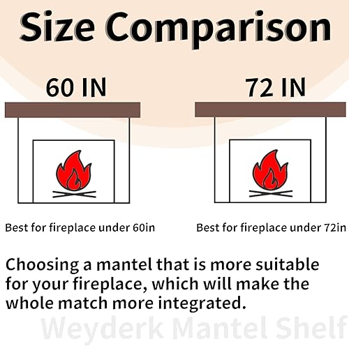 Miniatura 4 de Weyderk Mantel, mantel de chimenea de 72 pulgadas hecho a mano sólido con soporte de metal invisible resistente, estante flotante, mantel de