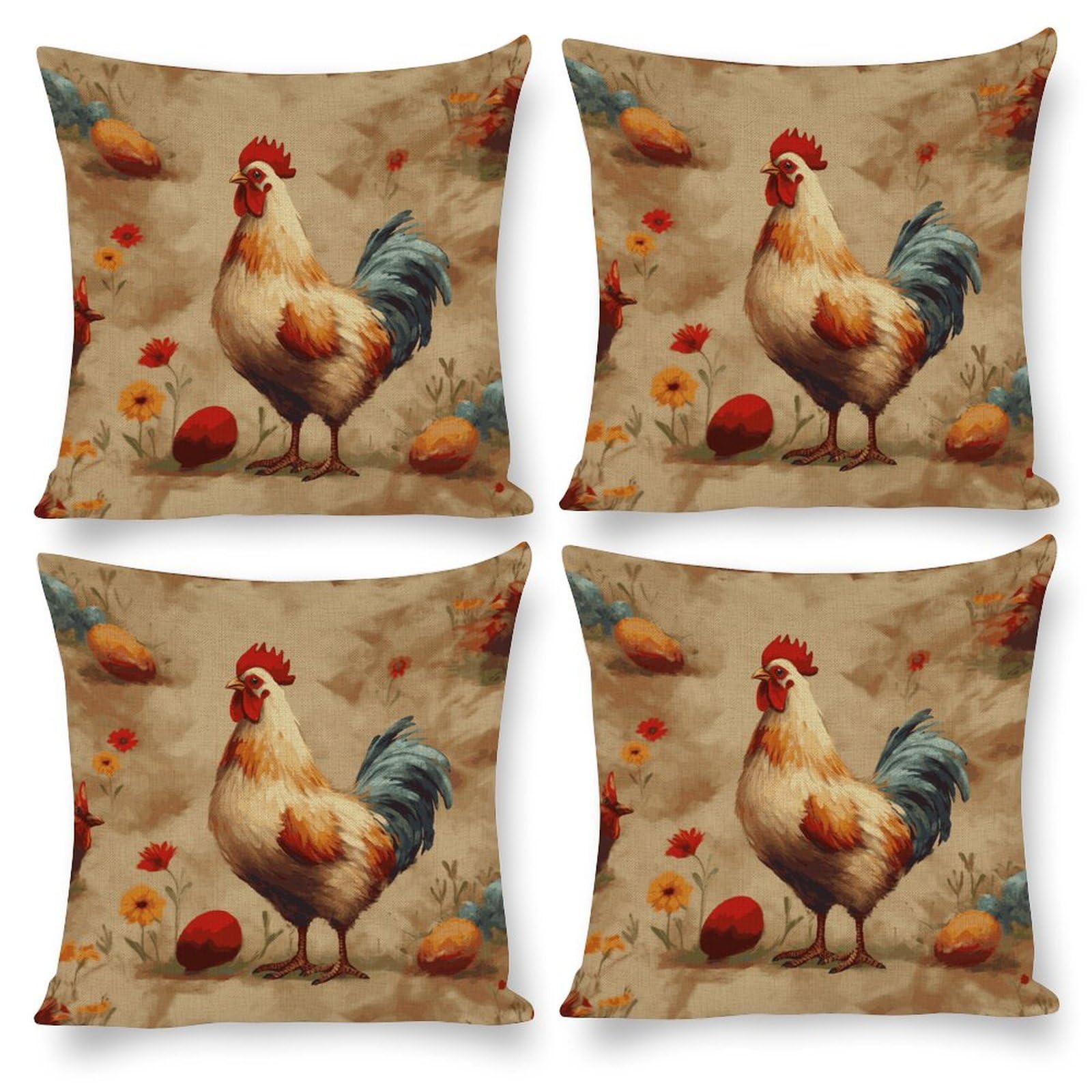 Housse de coussin poule avec fermeture éclair pour un salon chaleureux au style campagne chic