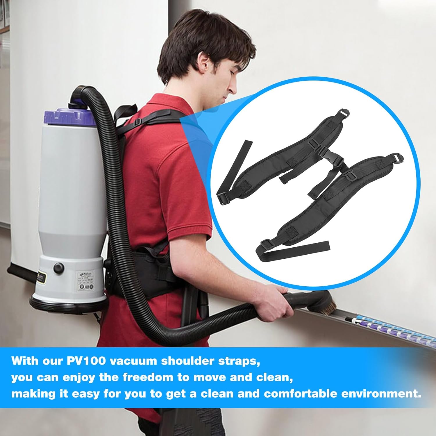 JIOTAR Vacuum Cleaner Shoulder Straps PV100 Replacement Most Backpack Vacuum Cleaners Fits Proteam, Megavac, Provac, Quartervac Backpack Vacuum Shoulder Straps
