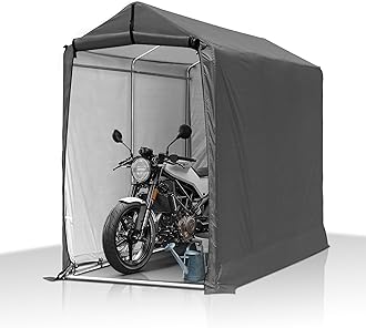GARTOO 6 x 3ft Outdoor Cycle Storage Shelter - Bike Shed with Roll-up Door & Ventilate Window, Polyethylene Canopy Bicycle Garage for Garden, Domestic, Outdoor, Rain Shelter