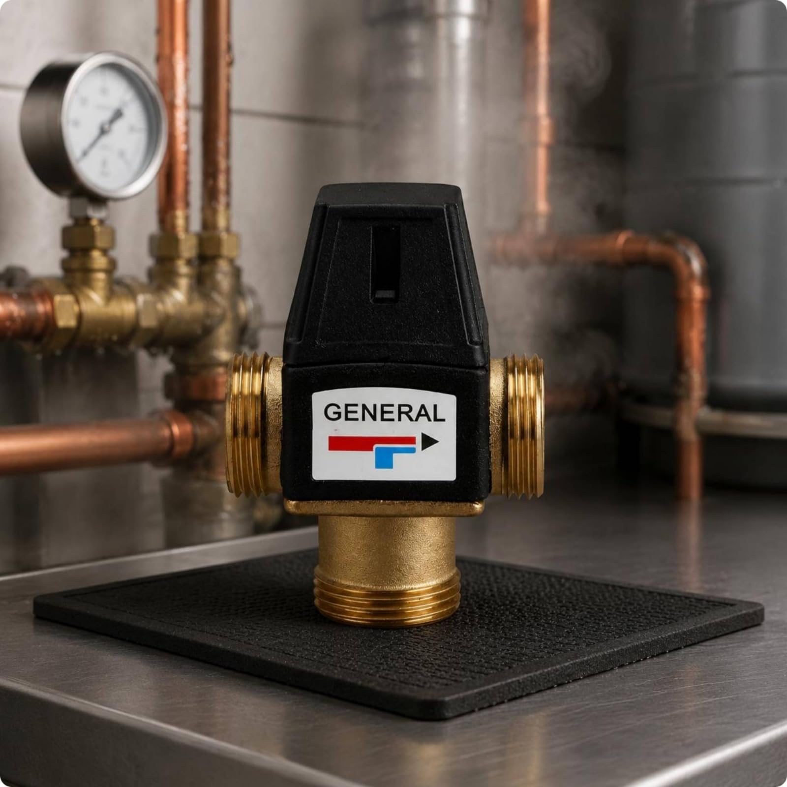 Qianly Válvula Termostática de Mezcla Válvula de Temperatura Mezclador de Agua Regulador Termostático con Respuesta Automática de Construcción en Latón, DN25-Rosca Externa