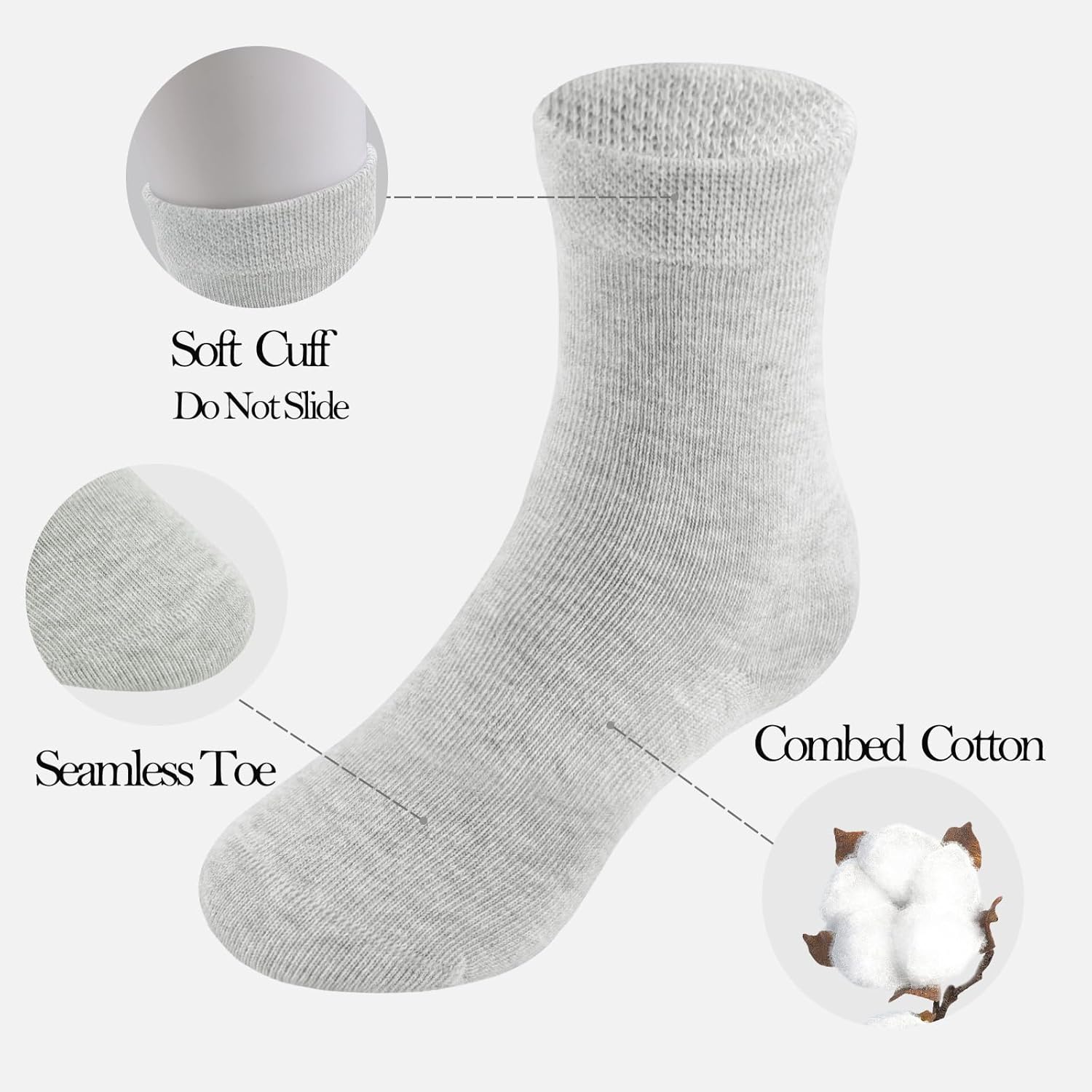 JORMATT 3 Pairs Boys Dress Socks Kids Girls Black Crew Dress Sock Cotton Uniform Socks Seamless - Image 3