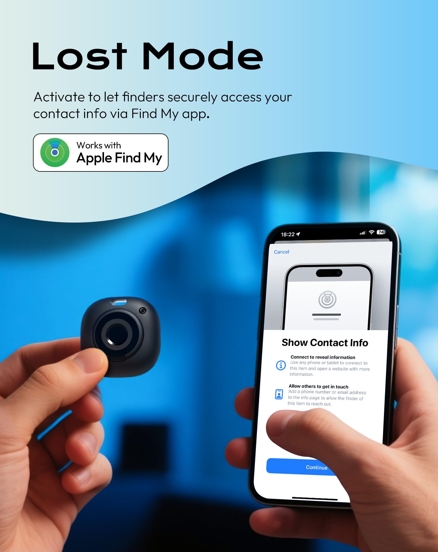 Smart Air Tracker Tag with Apple Find My, Item Finders for Luggage/Keys/Bags, Removable Battery (iOS Only) Black - 4