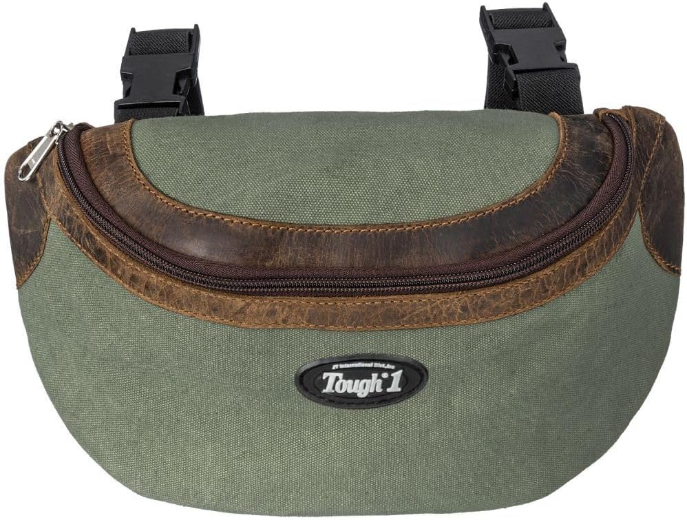 Tough 1 Canvas Pommel Bag Leather Accents Sage