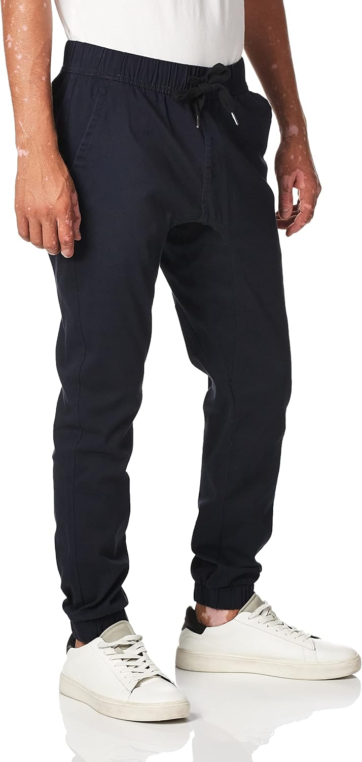 WT02 Mens Jogger Pants in Basic Solid Colors and Stretch Twill Fabric - Image 2
