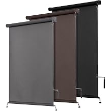 Persilux Outdoor Roller Shades Spliced Pole Solar Fabric Grey Custom Size