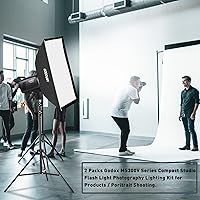 Vista 5 de Godox Kit de flash de estudio MS300V (2 x 300 W) con 2 cajas de luz, 2 soportes de luz, 2 reflectores, lámparas de modelado LED, sistema inalámbrico