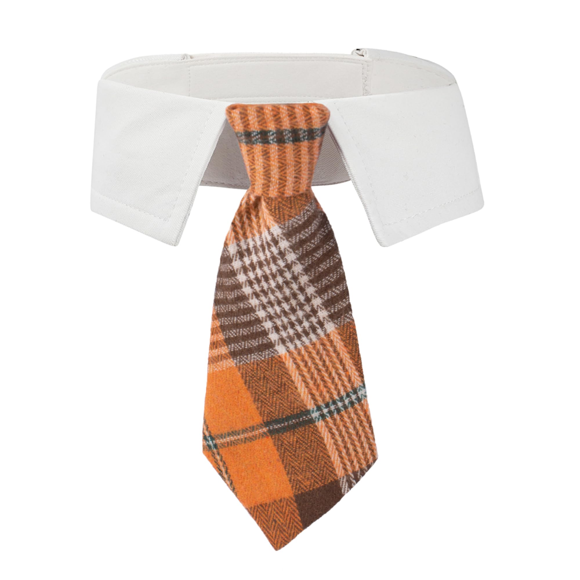 ADOGGYGO Fall Dog Necktie Pet Tuxedo Halloween Thanksgiving Dog Neck Tie Collar with Orange Plaid Tie for Large Dogs Pets (Large, Orange)