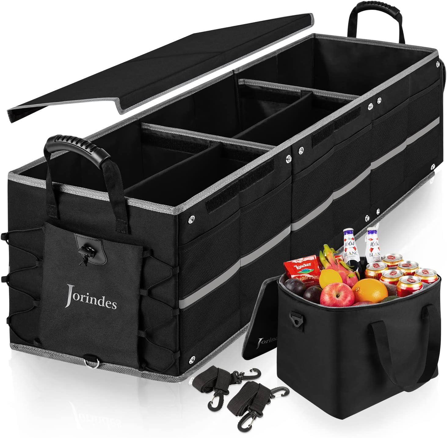 Collapsible Trunk Organizer for Car with Insulated Leak proof Cooler Bag