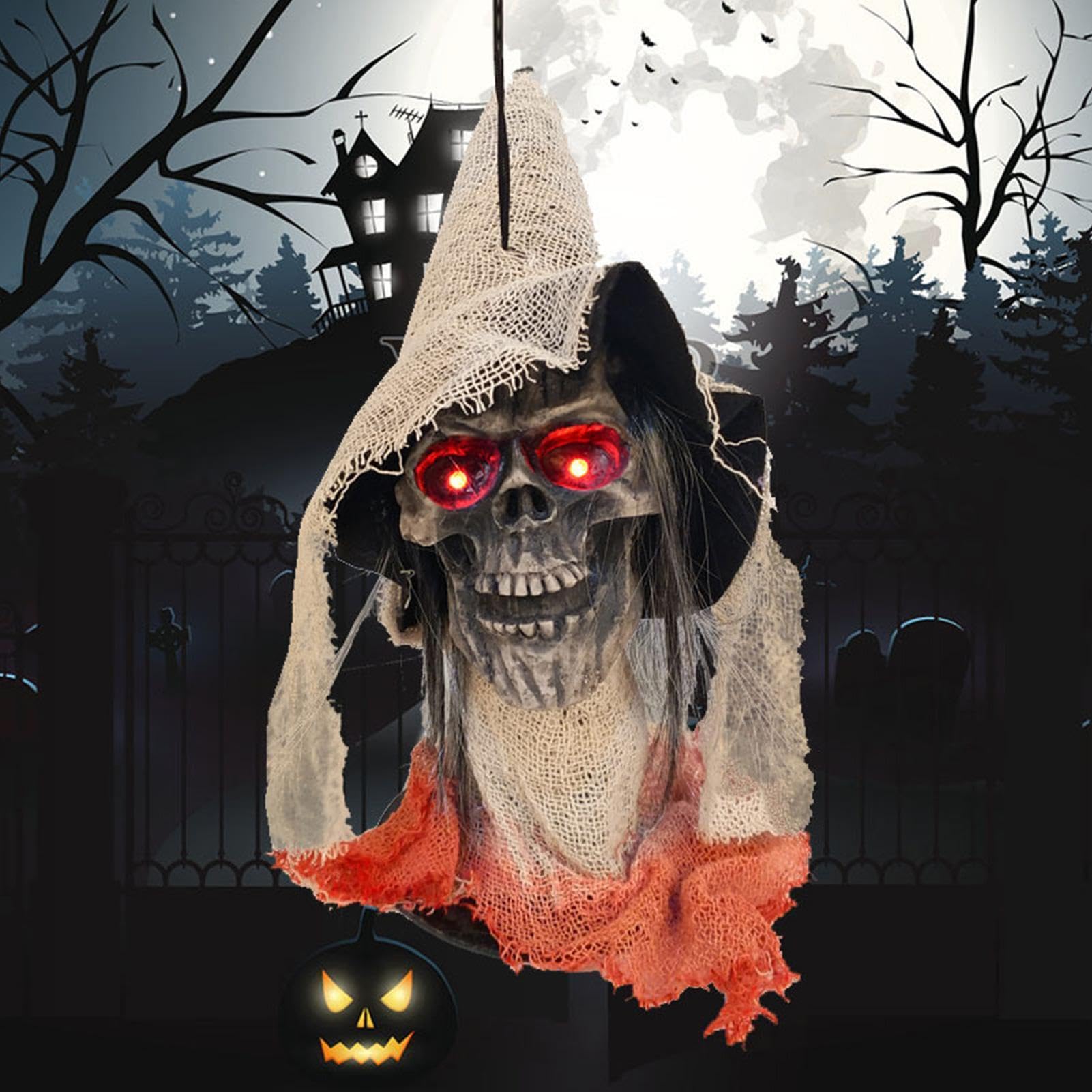 Genérico Esqueleto De Halloween Estatua Sonido Capilar Espeluznante