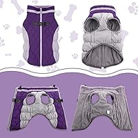 Vista 2 de Lelepet Abrigo cálido para perro, abrigo de invierno para perro, chaqueta impermeable para perros con arnés integrado reflectante para mascotas
