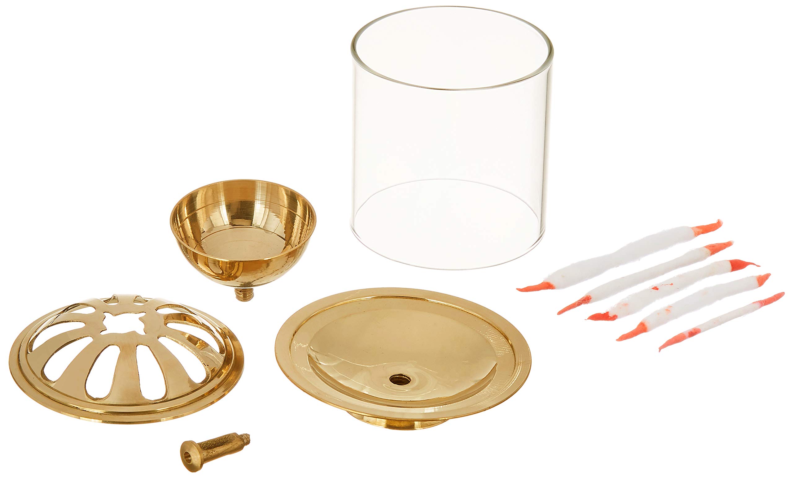 Amazon Brand - Solimo Brass Diya with Borosilicate Glass 1