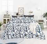 YuHeGuoJi Boho Paisley Couverture de la couette Reine 100% Coton 3 Ensemble de Pcs 1 Couvercle de couette bohème coloré avec des cravates zippées 2 Oreillers Vintage Orange Bleu Ensemble de lit Floral Soft Respirant