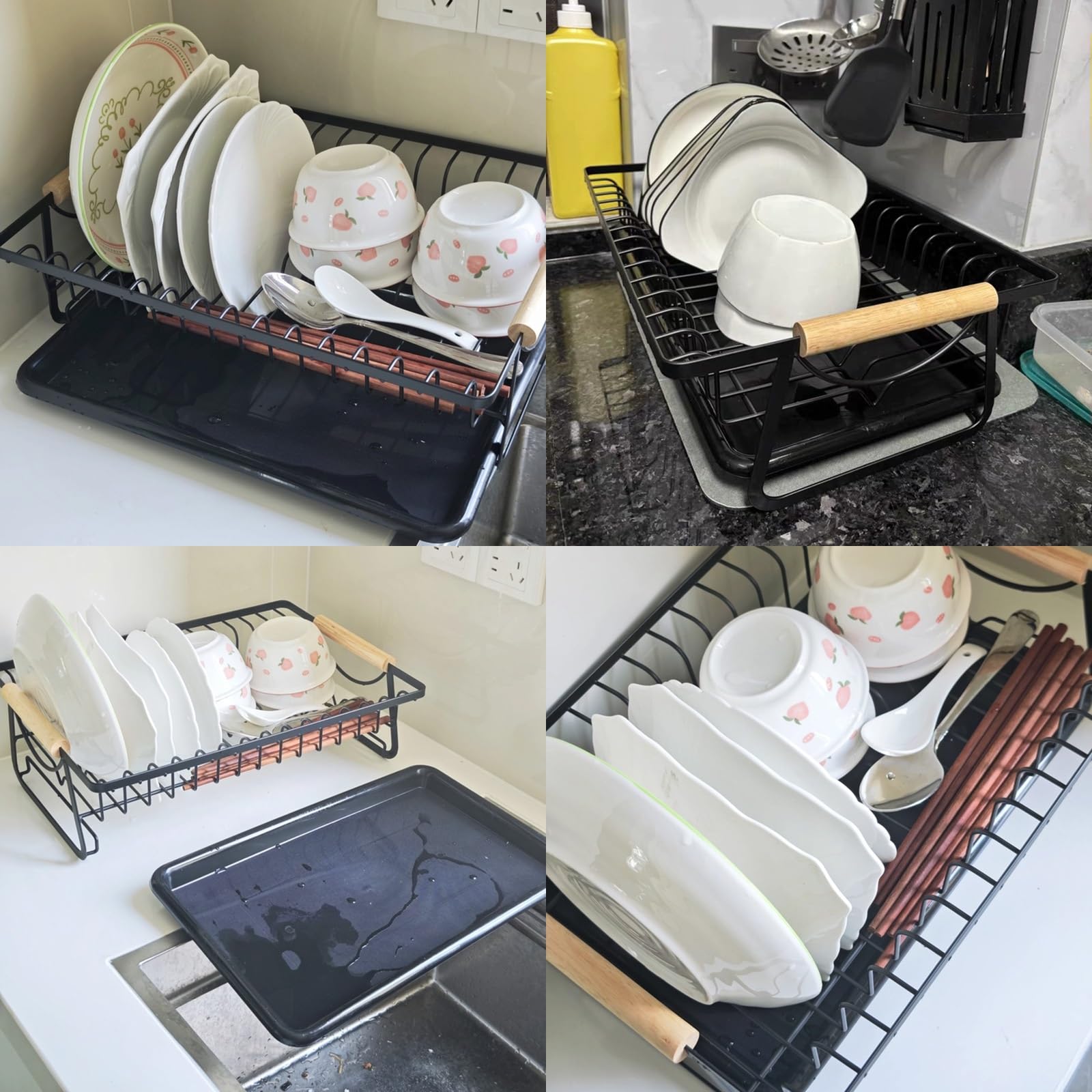 Metalowa Suszarka na Naczynia Nad Zlewem, Ociekacz na Blat Kuchenny, Szybki Odpływ, Oszczędność Miejsca, Wielofunkcyjność, Bezproblemowa Instalacja(White)