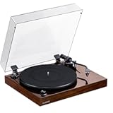 RT83 Reference High Fidelity Vinyl Turntable Record Player with Ortofon 2M Red Cartridge, Speed Control Motor, High Mass MDF Wood Plinth, Vibration Isolation Feet - Walnut