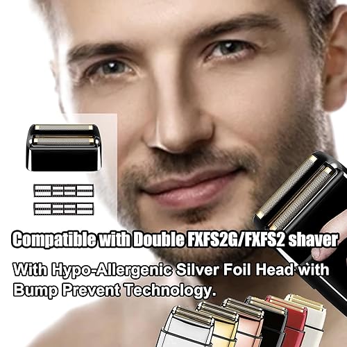 Miniatura 6 de Paquete de 2 láminas de repuesto para afeitadora y cortadores compatibles con BaBylissPRO Double FXFS2 de repuesto de lámina de metal (negro, 2