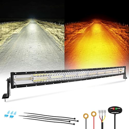 Miniatura 16 de Auxbeam Serie Blanco Ámbar de 6 Modos, Barra de Luz LED de 22" con Conjunto Combo de Módulos LED de 3", Luces Estroboscópicas Intermitentes de Doble