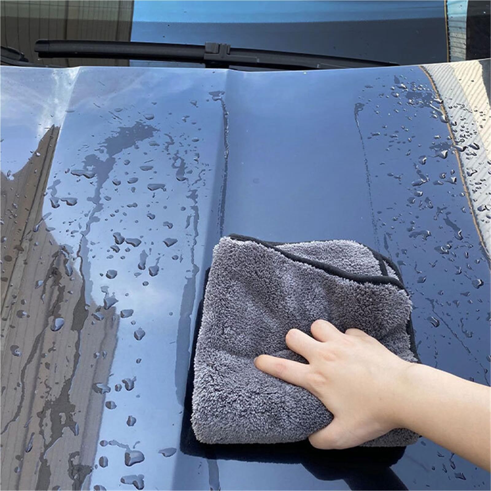 40x40CM Car Wash Microfiber Towel Thickened Super Absorption Car Cleaning Drying Cloth Hemming Towels Detailing Care Rags Gray — view 7