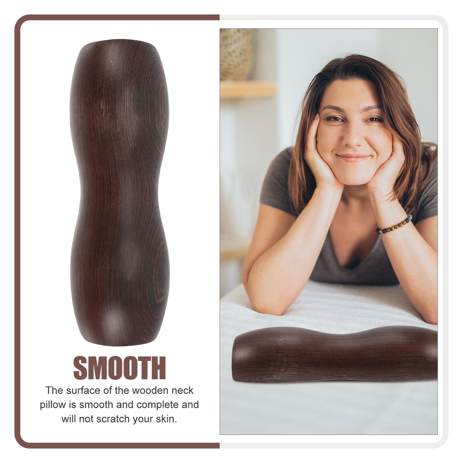 PACKOVE Cuscino Cervicale a U in Legno Marrone per Casa e Negozio