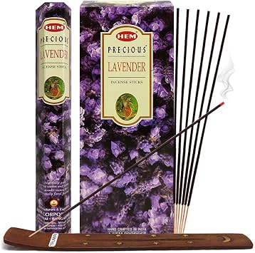TRUMIRI Incense Stick Holder Bundle with Hem Precious Lavender 20g Incense Sticks - Pack of 6 Approx 120 Sticks