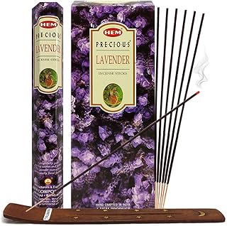 TRUMIRI Incense Stick Holder Bundle with Hem Precious Lavender 20g Incense Sticks - Pack of 6 (Approx 120 Sticks)