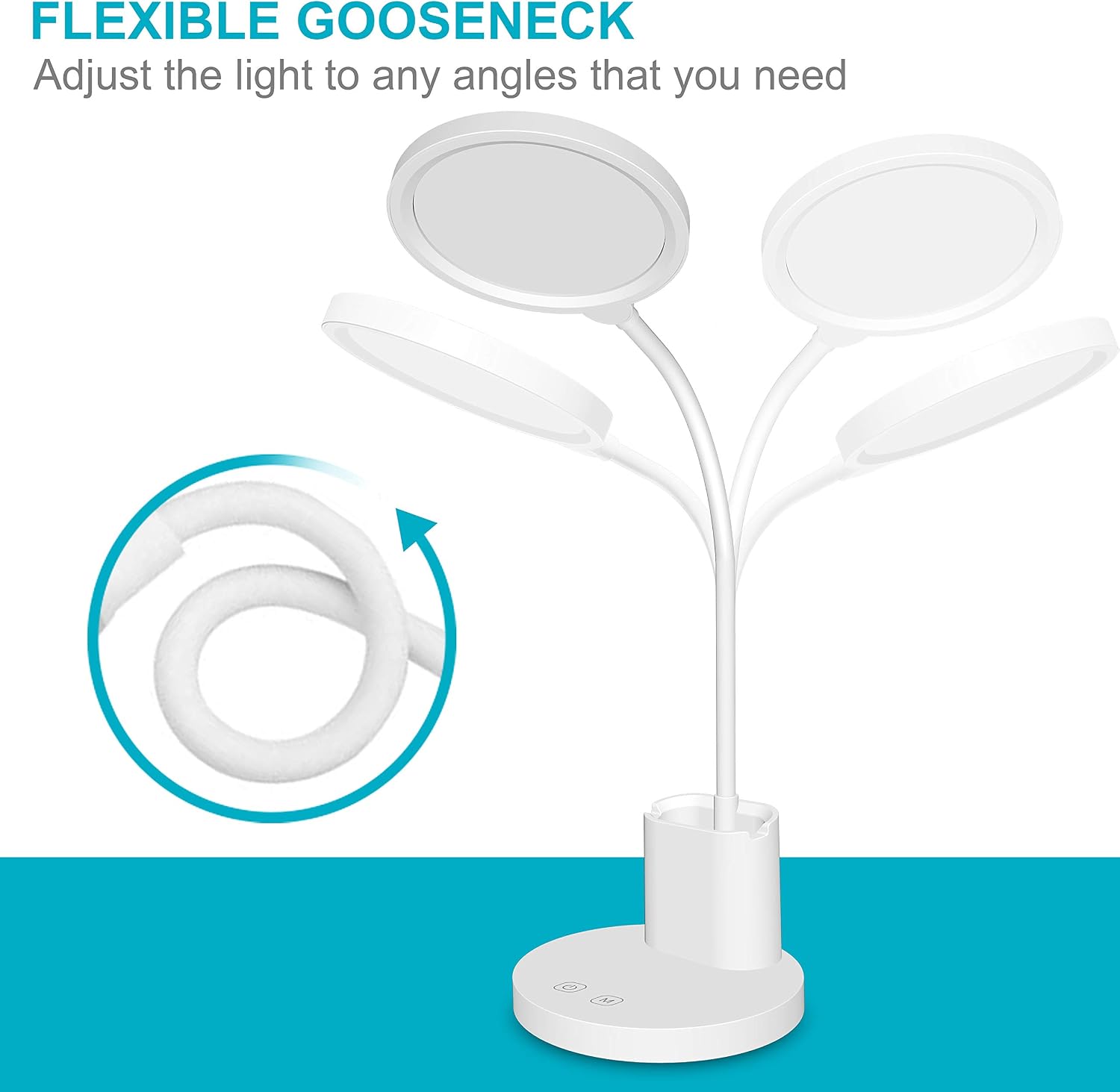 Cotanic LED Desk Lamp Stepless Dimmable 3 Color Modes Rechargeable Touch Control Table Lamp with Pen Holder Phone Stand,360° Flexible Gooseneck, Eye-Protection Reading Lamp for Study Room,Bedroom