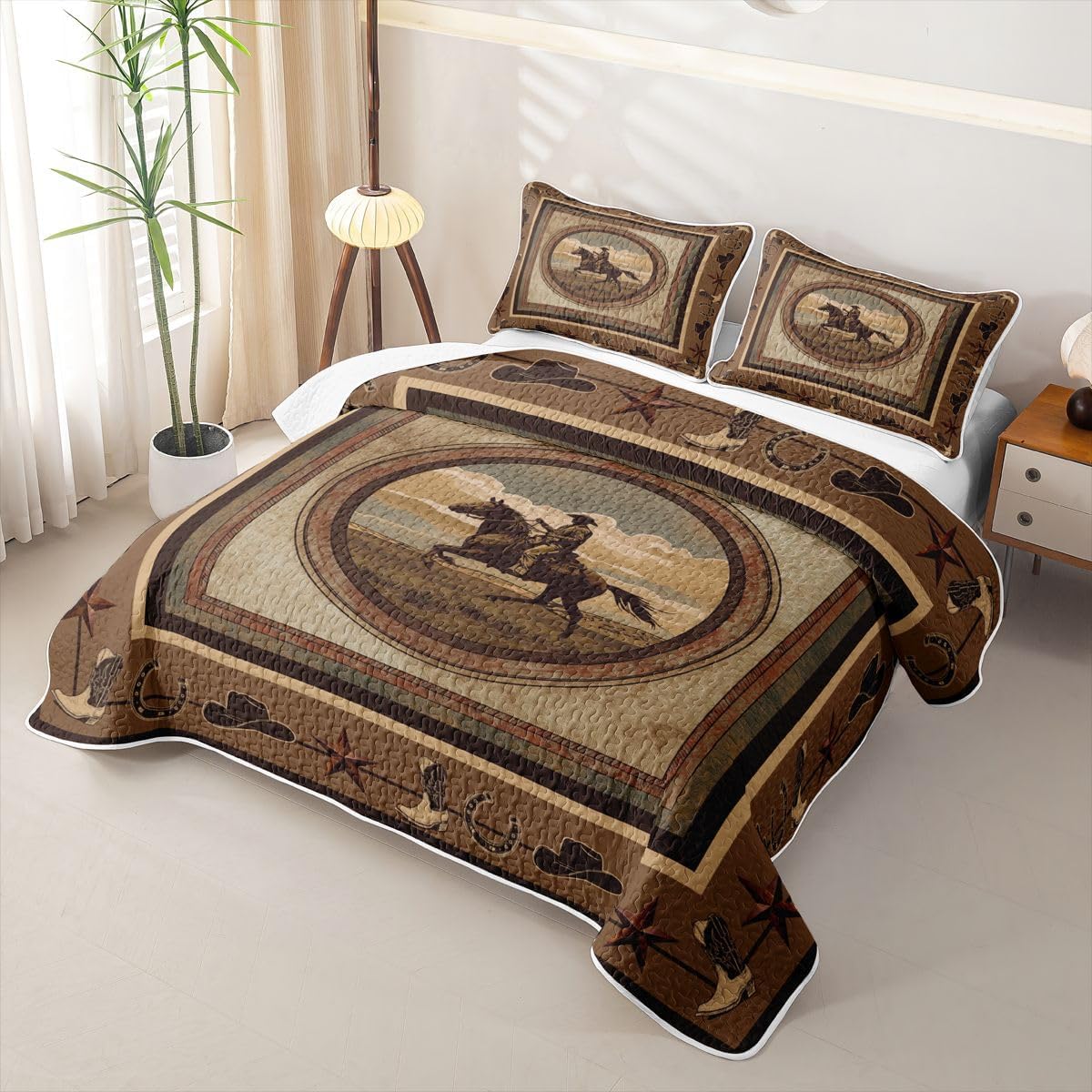 Feelyou Western Cowboy Quilt Queen Size for Kids