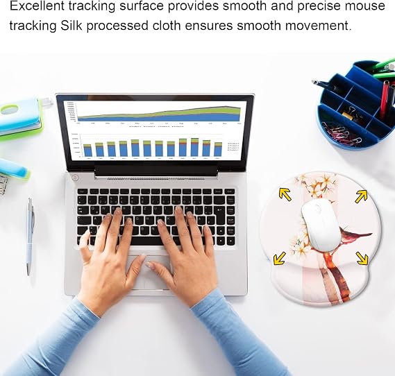 Mouse Pad with Wrist Support Rest, Ergonomic Wrist rest, Comfortable Memory Foam anti-skidding Wrist Pad for Computer and Office 25x23 Birdtwo