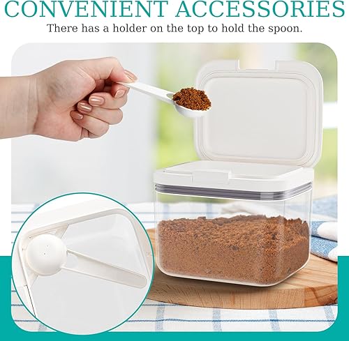 Miniatura 4 de Contenedor de azúcar moreno hermético, contenedor de almacenamiento de azúcar moreno de 1.3 cuartos (42 onzas1.2 L) con cuchara, tarro transparente
