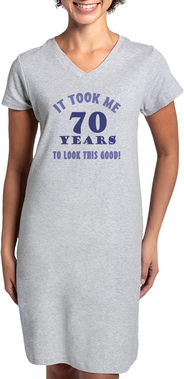 CafePress Ittookme_70 Women's Nightshirt, Soft Long Pajama Shirt, Cotton PJs/Pyjamas Heather Gray