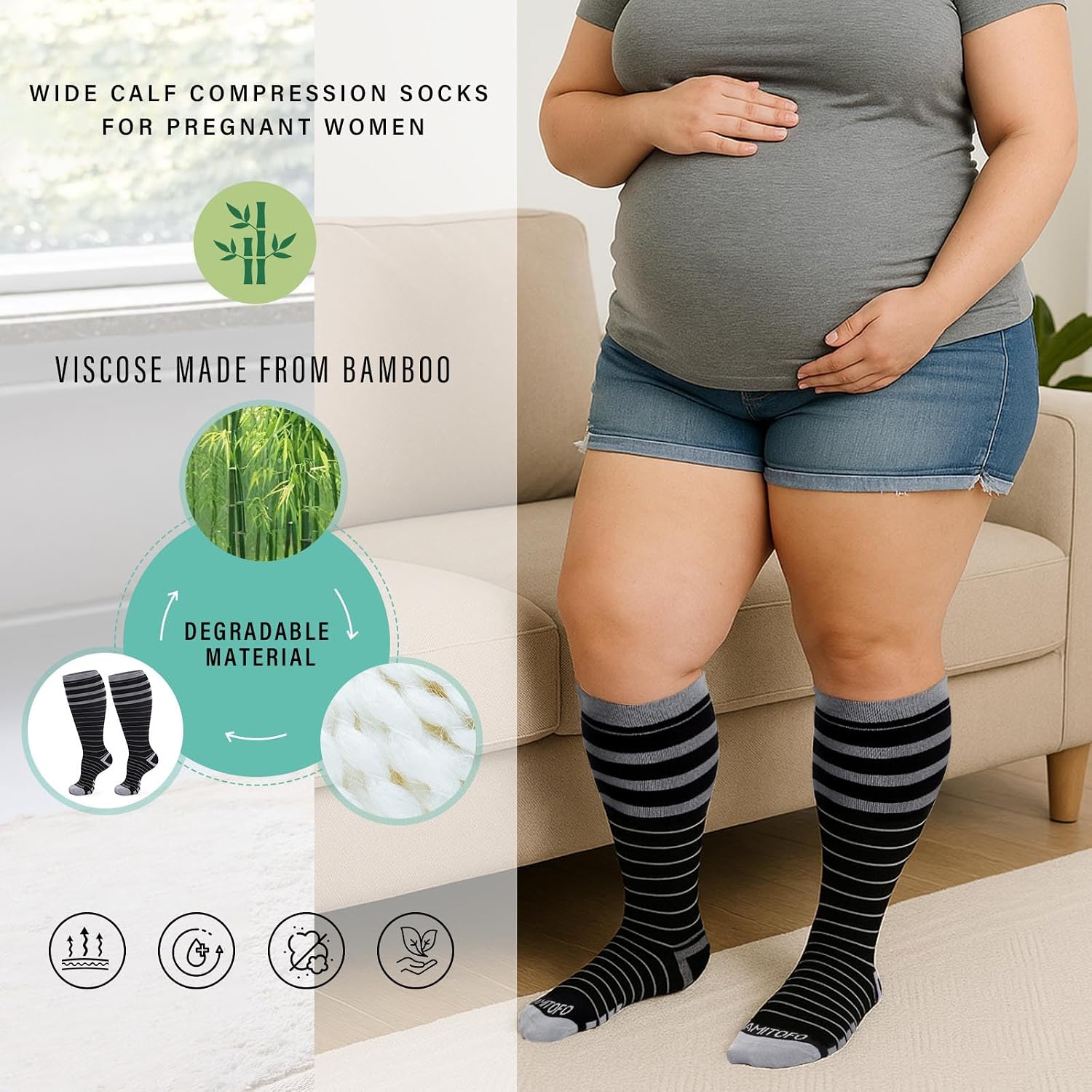Plus Size Compression Socks Wide Calf for Women & Men, 15-20 mmHg Knee High Support for Running Travel Nurses Pregnancy (3 Pairs, Mix Colors, XXXLarge)