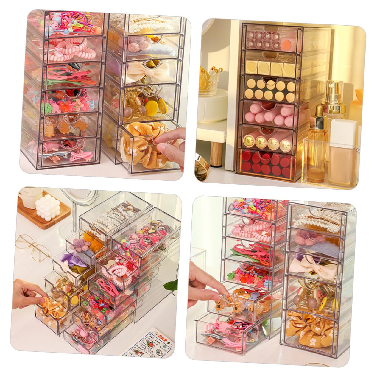 Organizador Transparente de Escritorio de Caja Multiusos de Almacenamiento para Cosméticos Maquillaje y Pequeños Objetos con Diseño Resistente y Capacidad Amplia