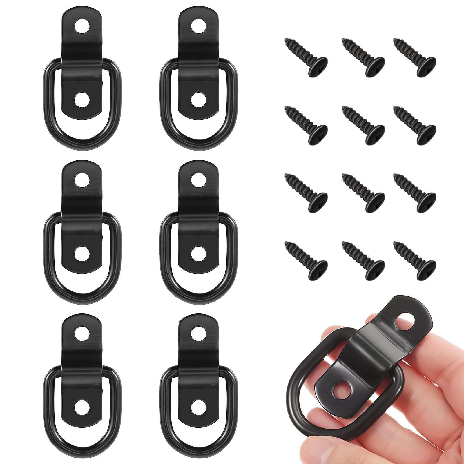 Daryunk 6 Pack D Ring Tie Downs, Stainless Steel Heavy Duty Tie Down D Rings, D-Rings Tie Downs Trailer Anchors, for Cargo Safety in Trucks, Boats, Vans and Trailers