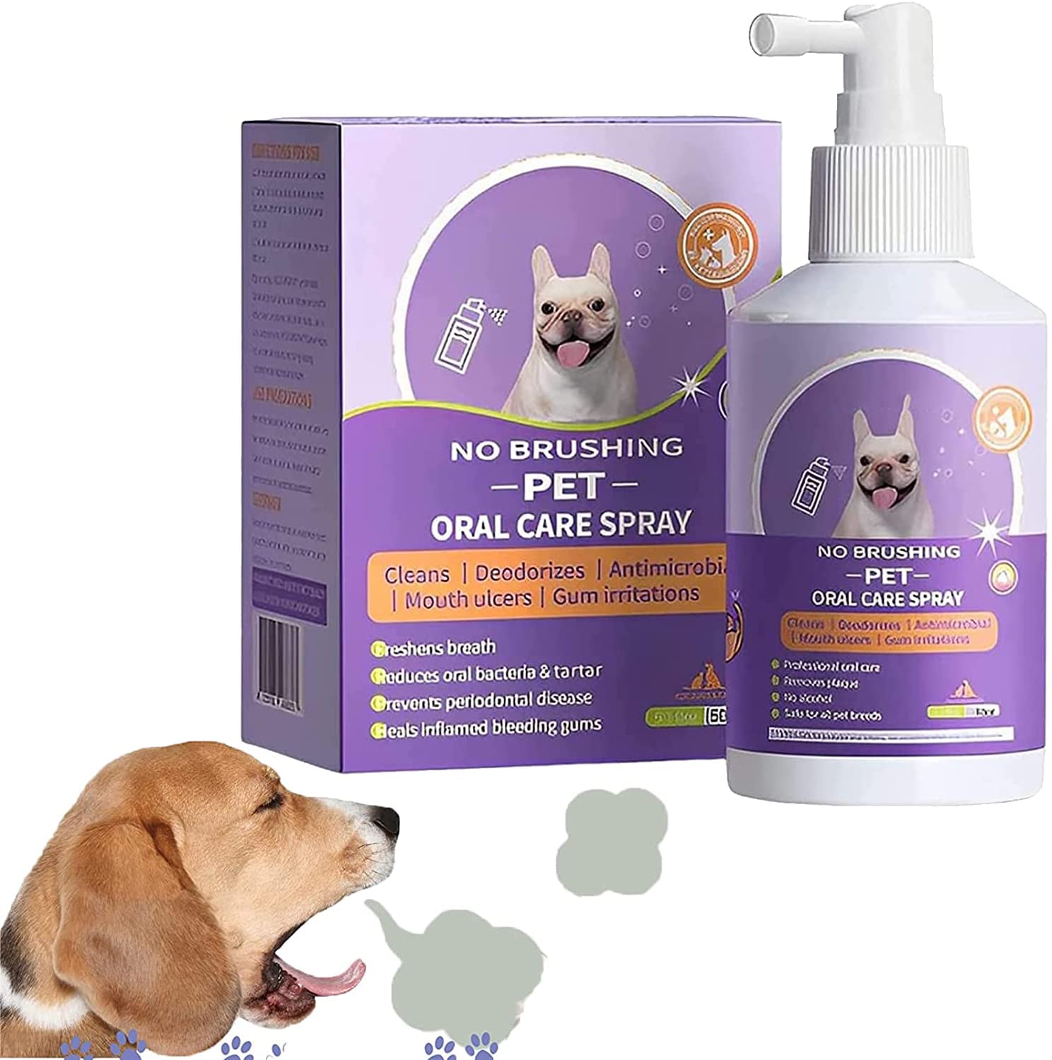 DUHANXI PetClean Teeth Cleaning Spray for Dogs & Cats, Pet Clean Oral Care Sprayno Brushing, Pet Oral Spray Clean Teeth,Dog Cats Bad Breath Treatment (1PCS)