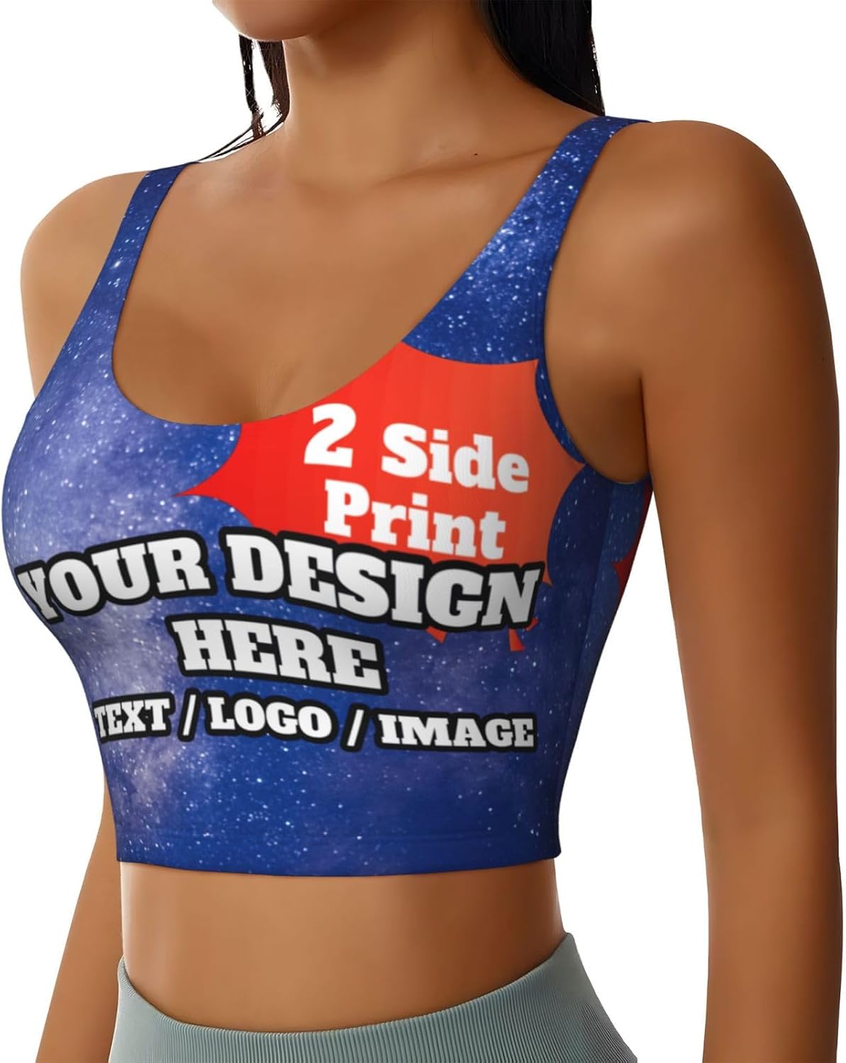 Custom Women's Sports Bra Personalized Photo Name Logo Text Sports Bra Sports Bras for Women - Image 2
