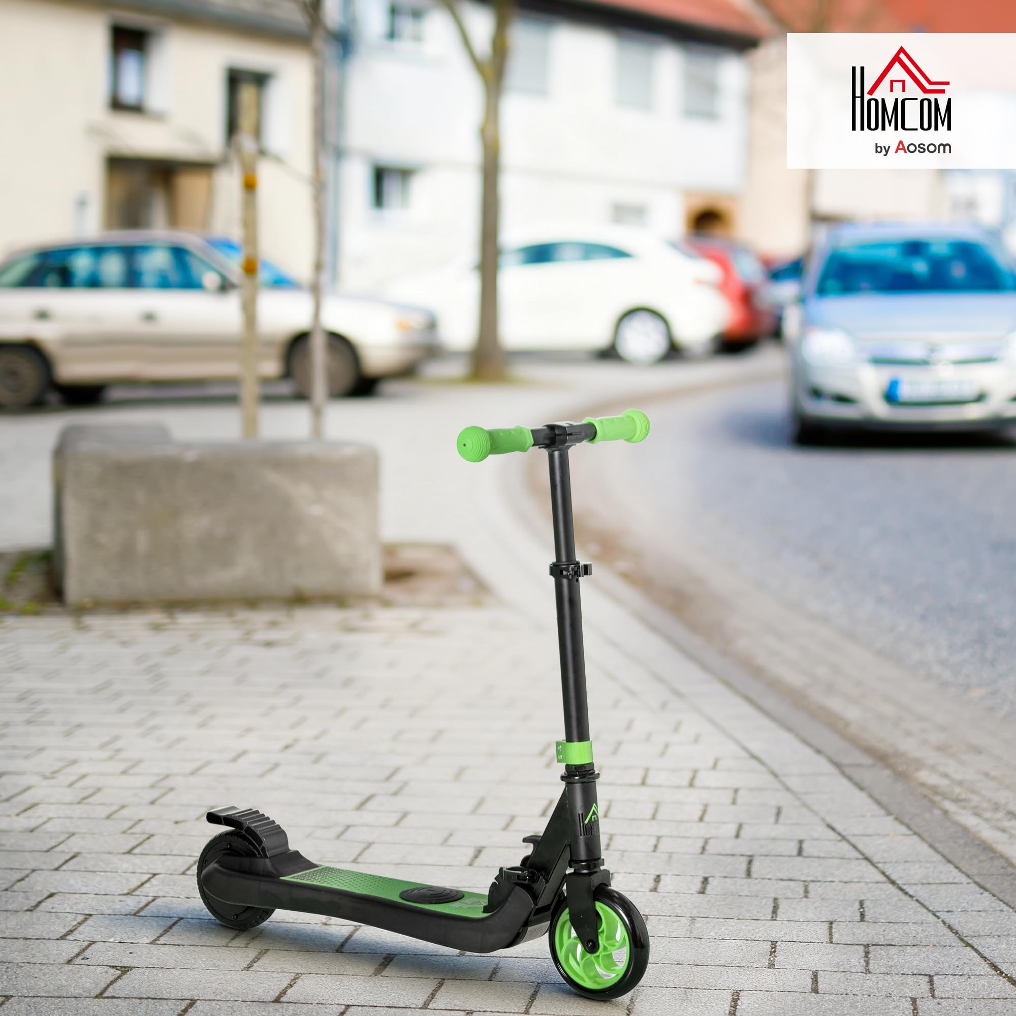 HOMCOM E-Scooter 120W Motor para Edad 6+ Autonomía 6 km Verde+Blanco